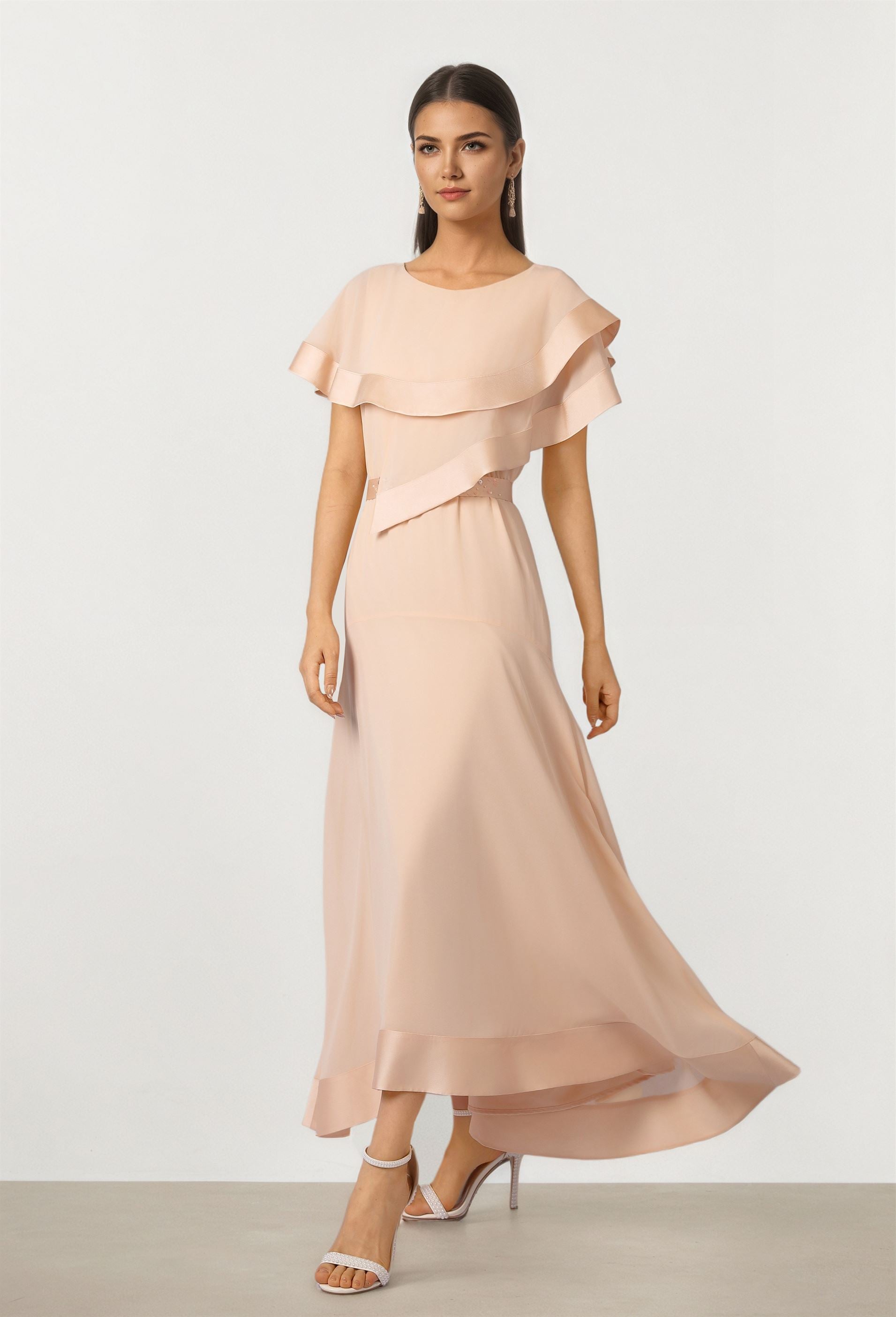 Nude Ruffle Dress