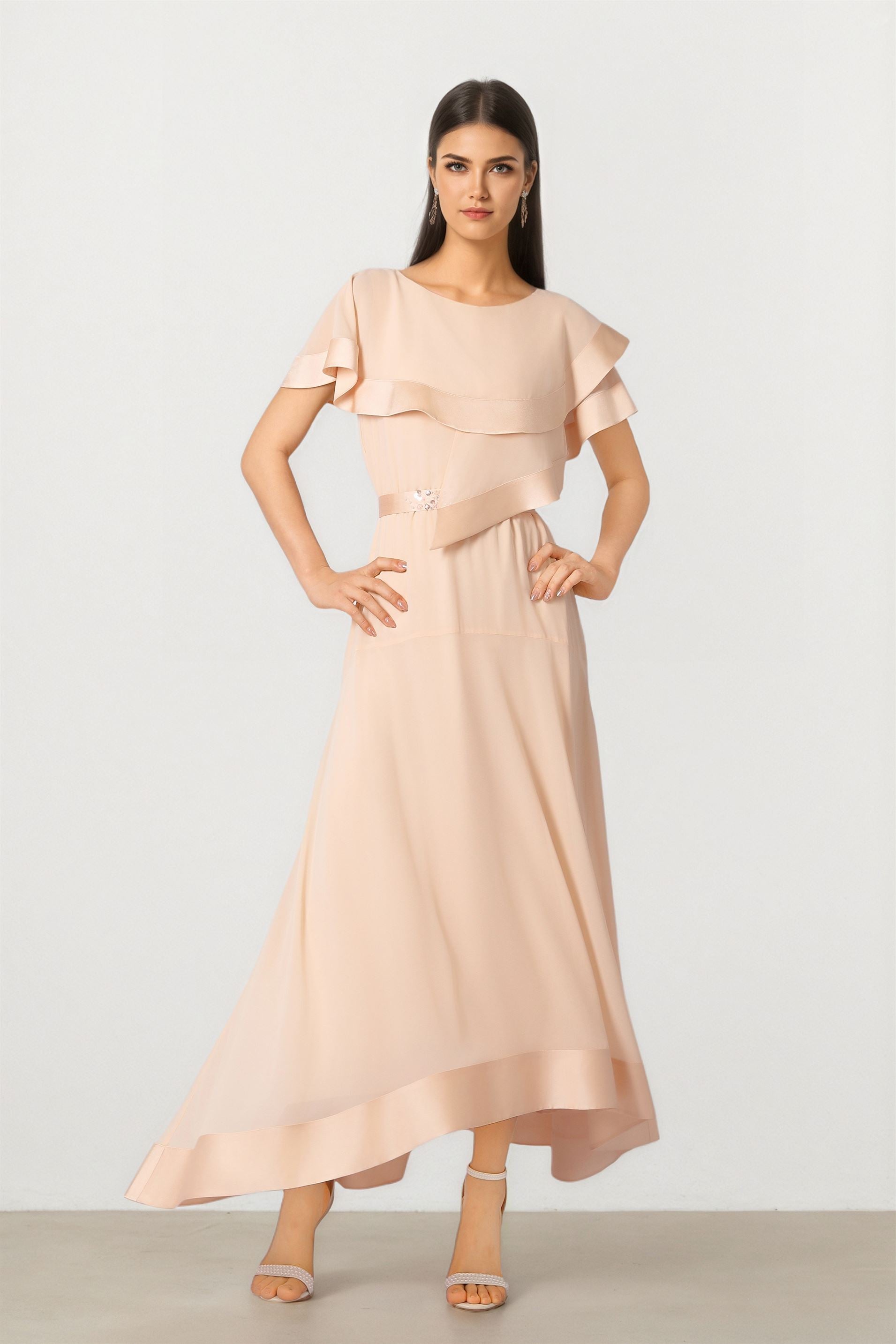 Nude Ruffle Dress