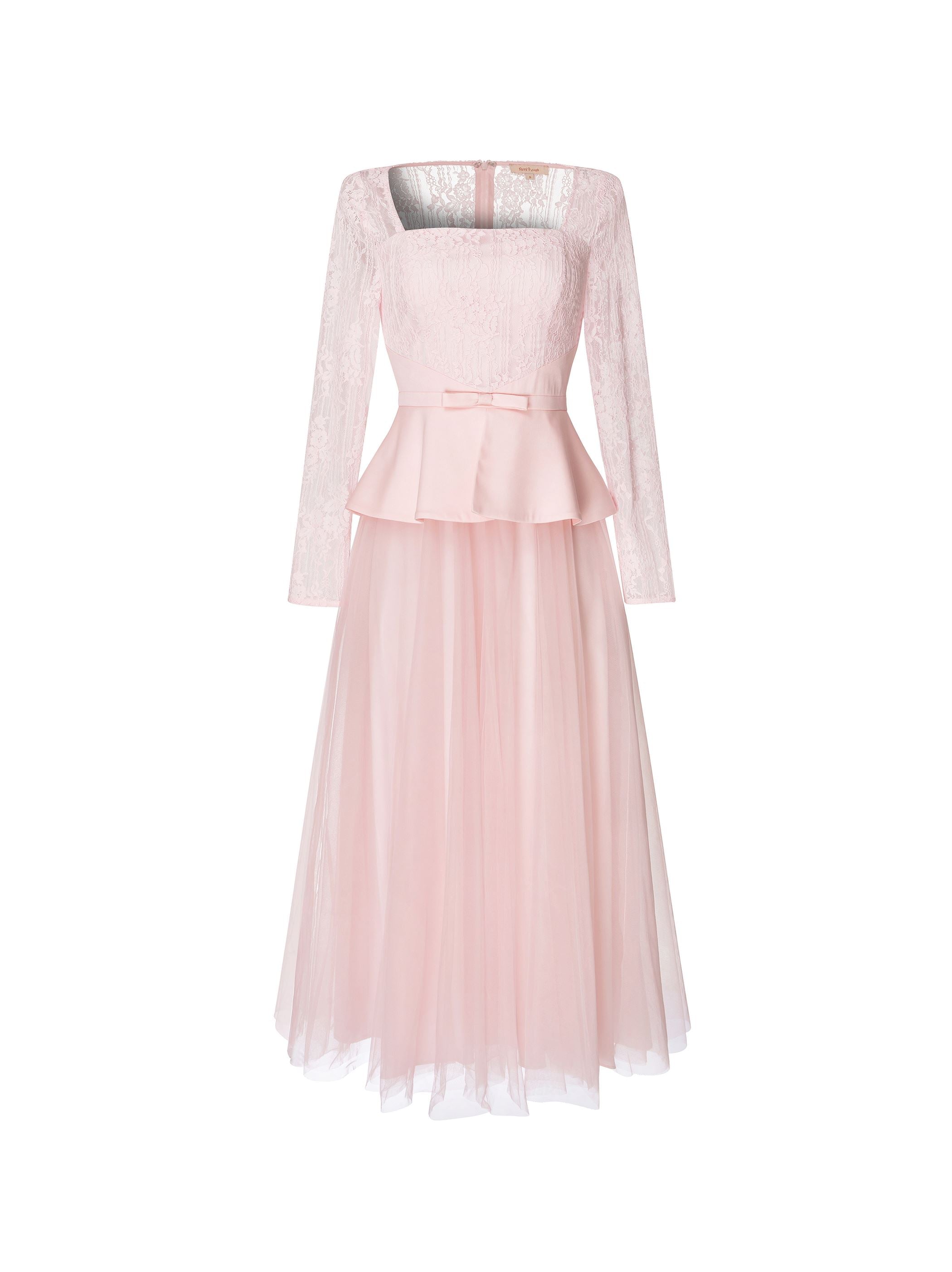 Lace & Mesh Midi Dress