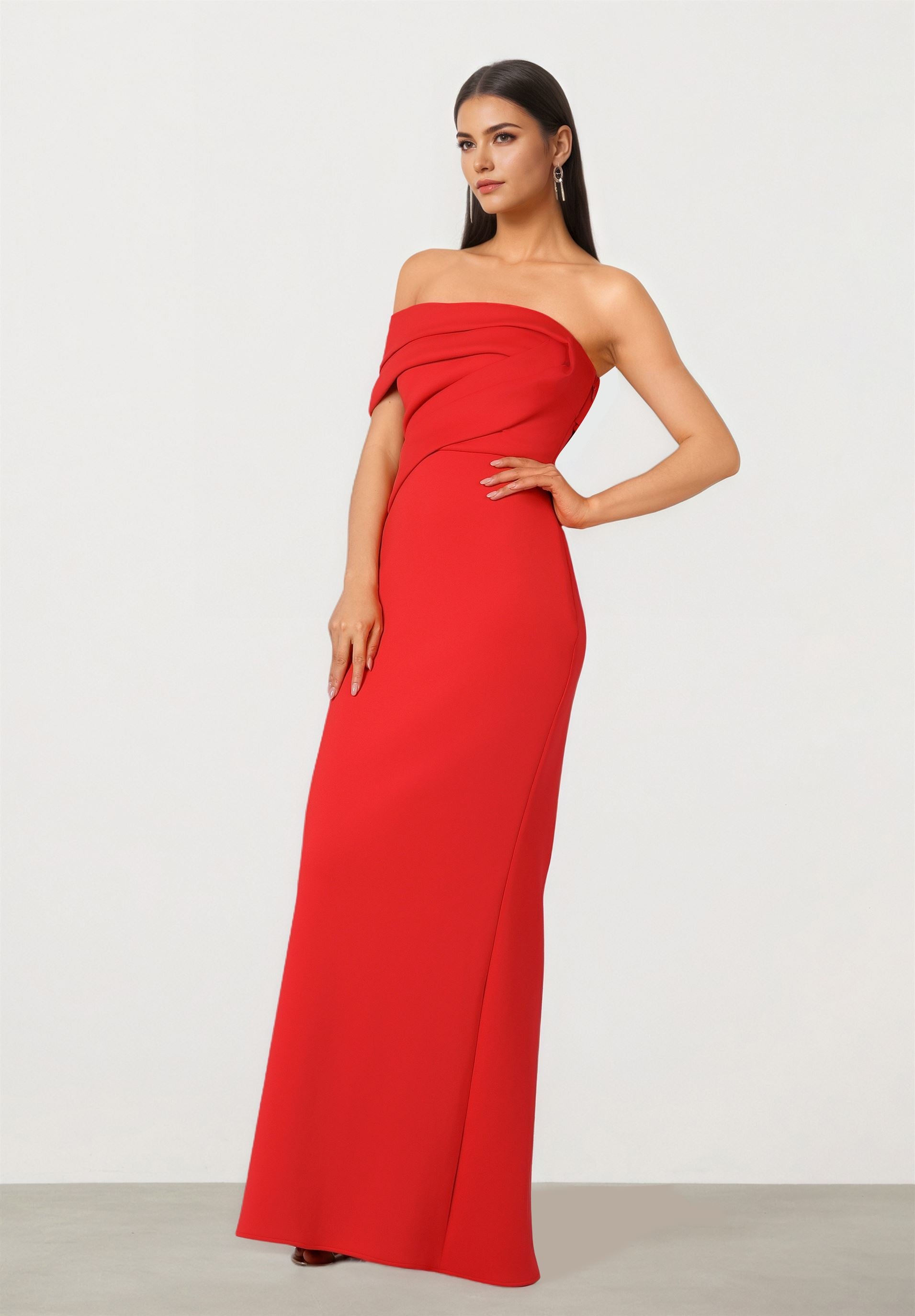One-Shoulder REd Dress