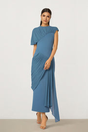 Teal Chiffon Contrast Dress