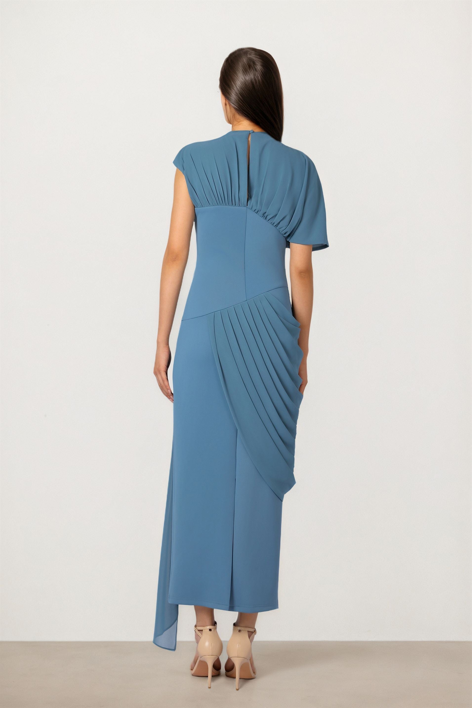 Teal Chiffon Contrast Dress