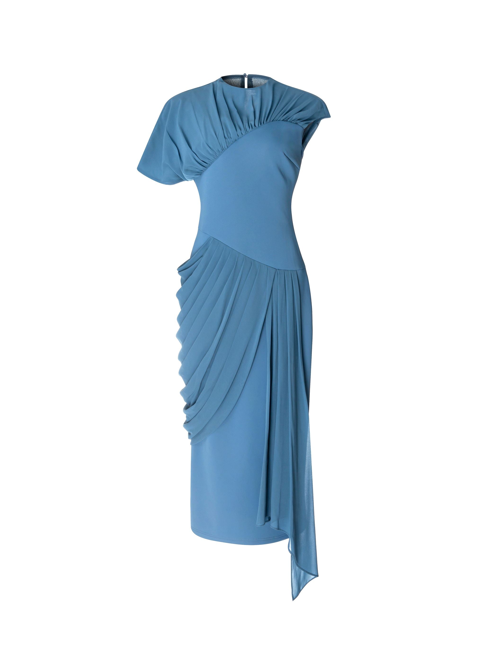 Teal Chiffon Contrast Dress