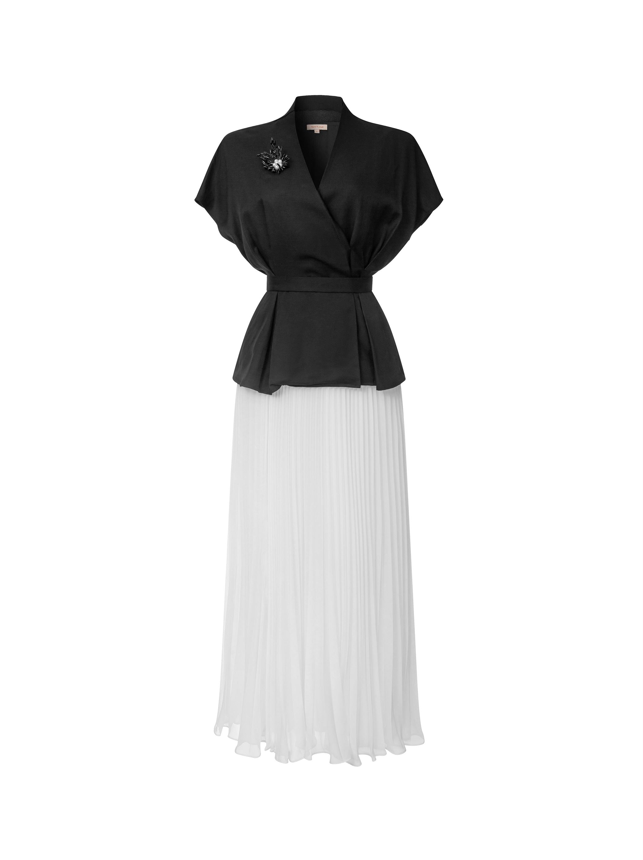 Brooch Pleated Dress