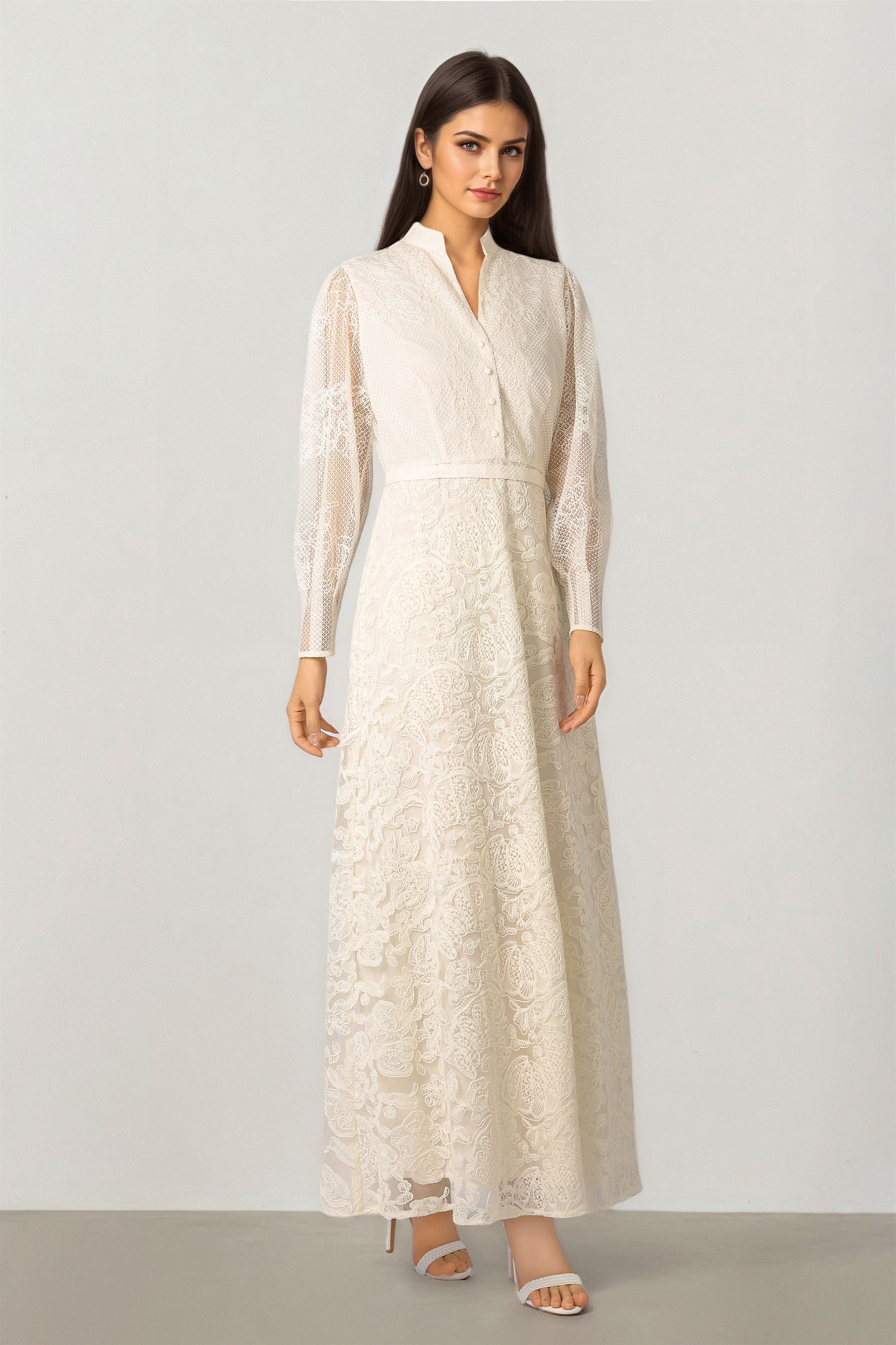 Cream Lace Maxi Dress