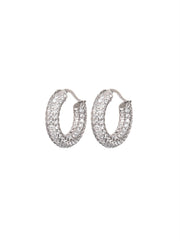 Silver Crystal Hoops