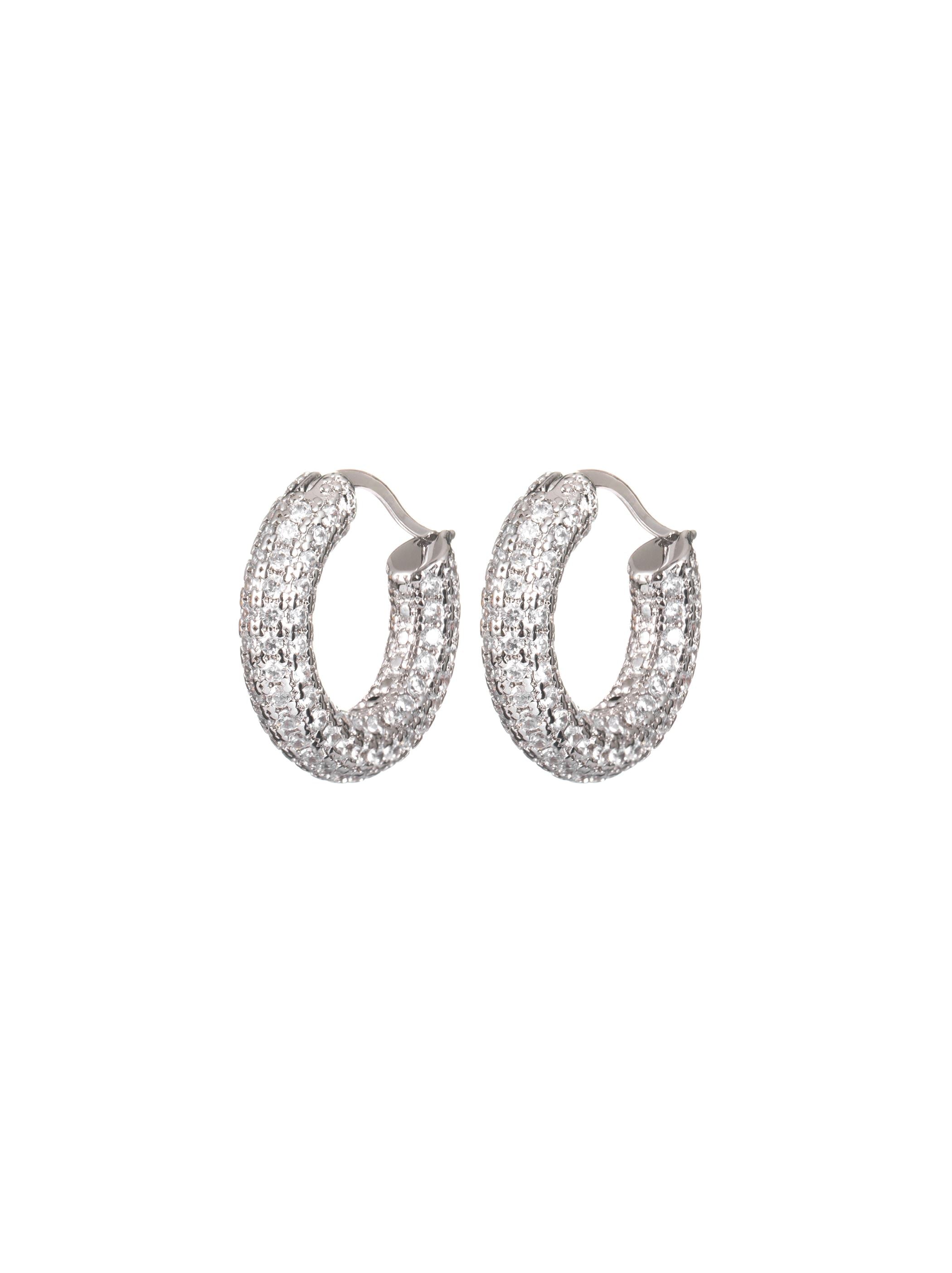 Silver Crystal Hoops