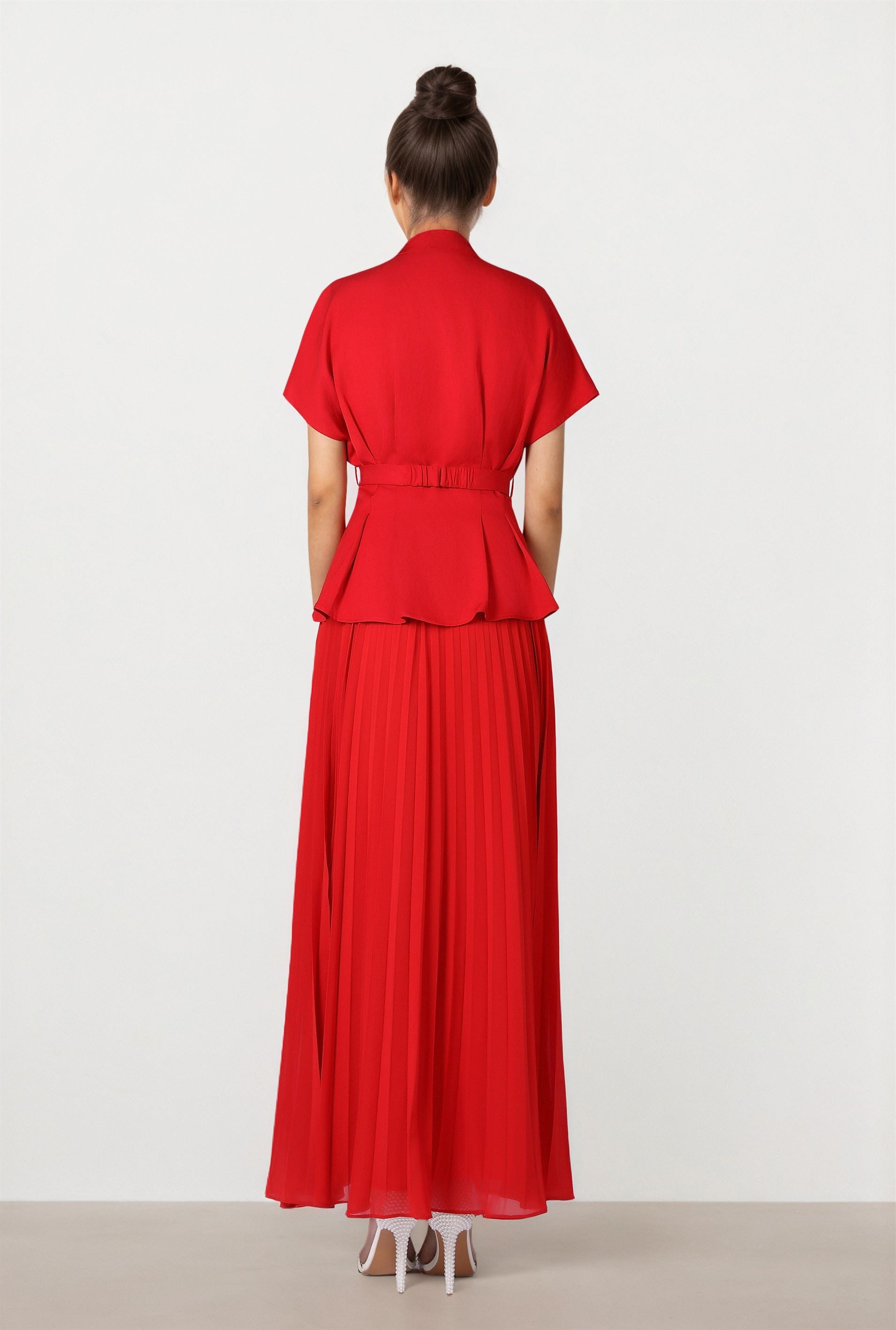 Brooch Pleated Dress