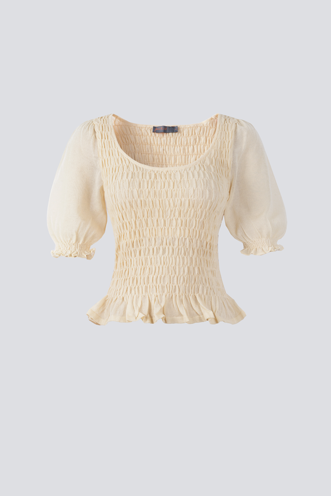 Ruched Midi Sleeves Top - Femi9 EG