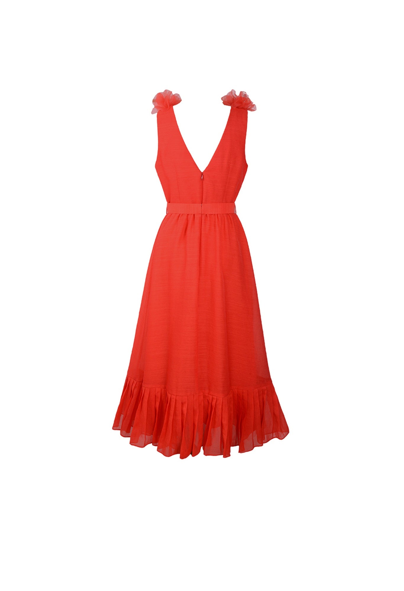 Ruffeled V Neckline Dress - Femi9 EG