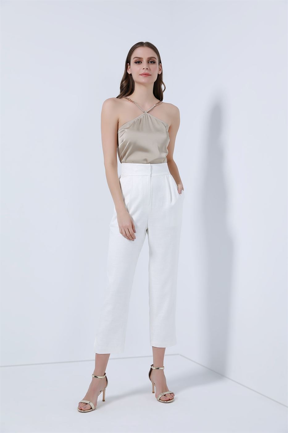 Halter Neckline Satin Top - Femi9 EG