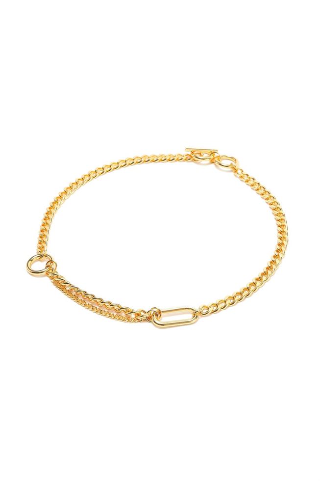 Gold Tone Chains  Collar Necklace - Femi9 EG