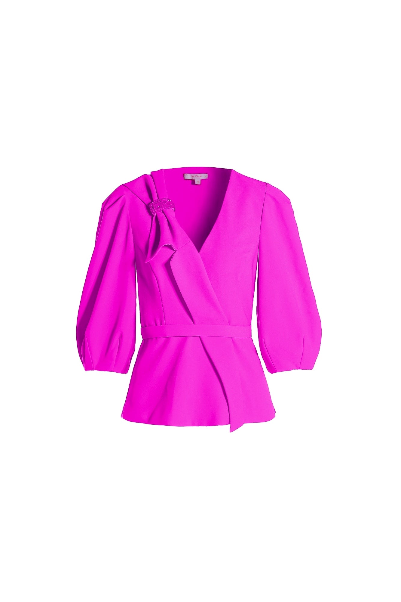 Balloon Sleeves Belted Top - Femi9 EG