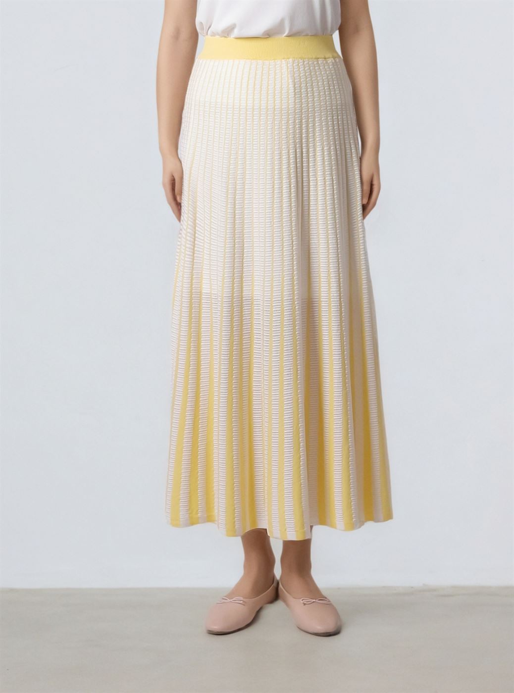 A-Line Knit Skirt With Rib Waistband - Femi9 EG