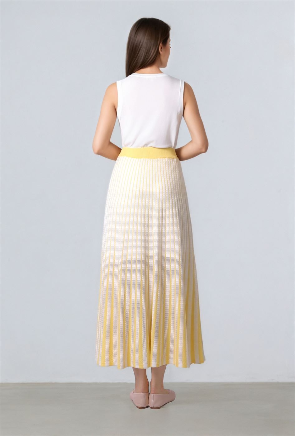 A-Line Knit Skirt With Rib Waistband - Femi9 EG