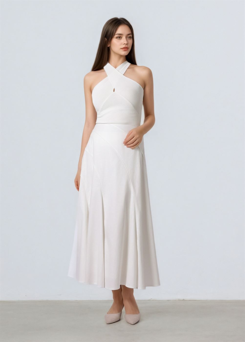Cross Halter Necklne Top - Femi9 EG