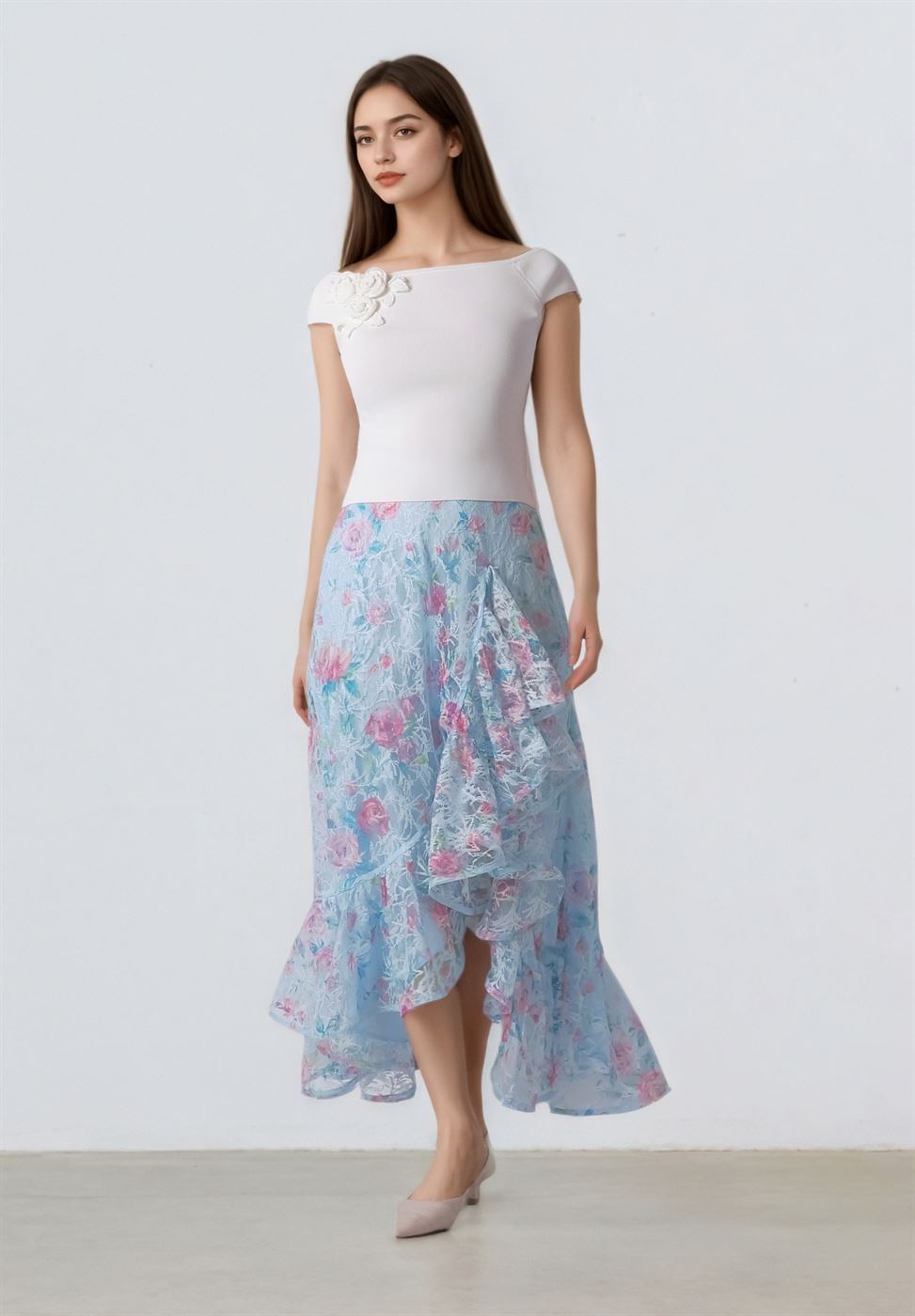 Ruffled Floral Skirt - Femi9 EG