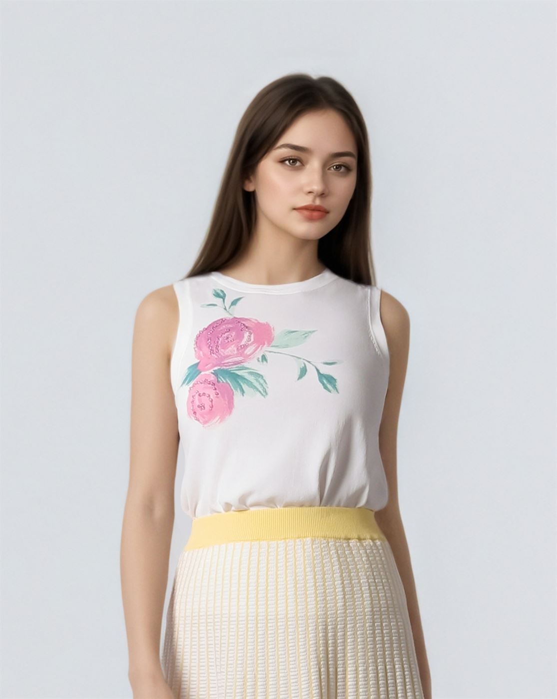 Beaded Print Knit Top - Femi9 EG