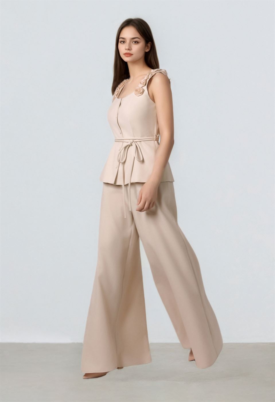 Rose Details Crepe Top - Femi9 EG