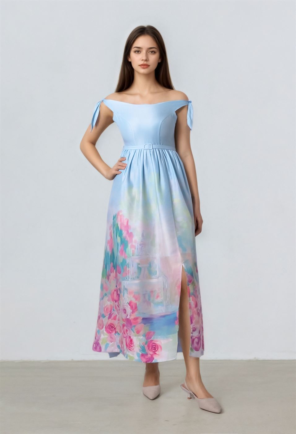 Printed Off-Shoulder  Dress