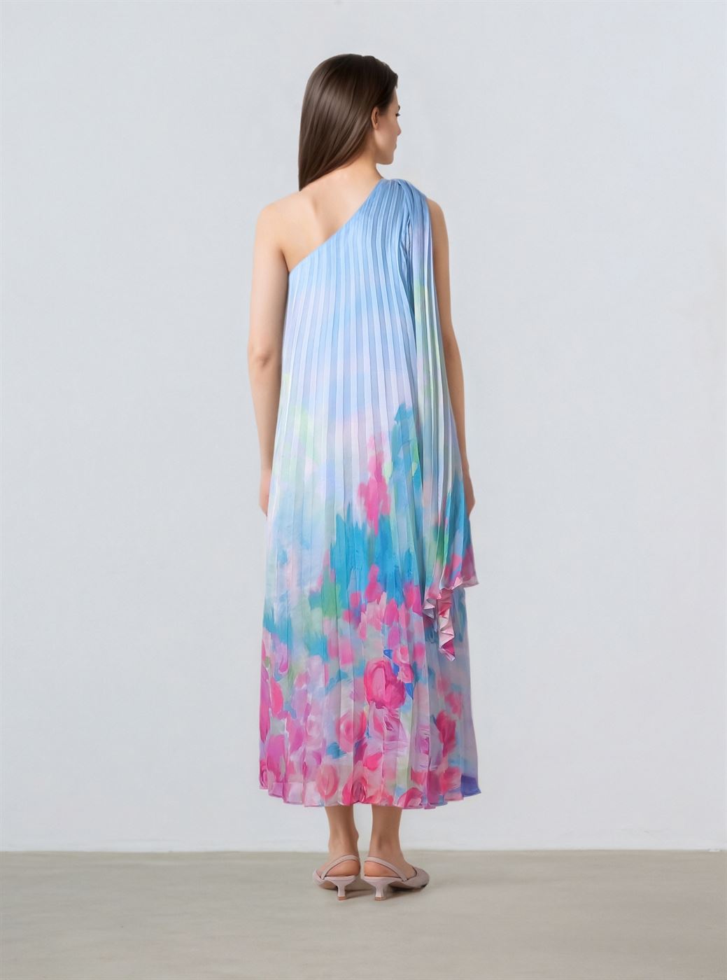 One-Shoulder Pleated Dress - Femi9 EG