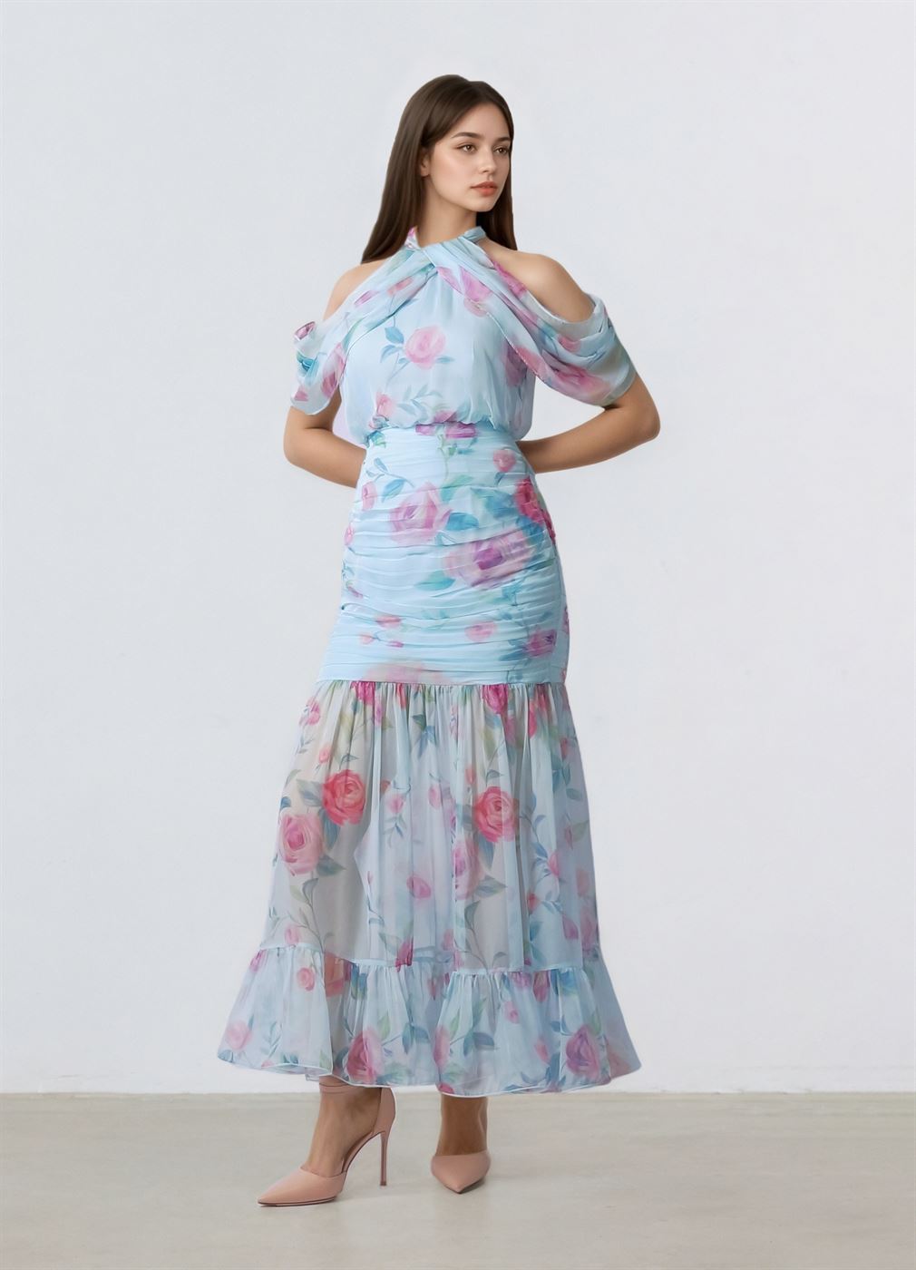 Drape Chiffon Dress - Femi9 EG
