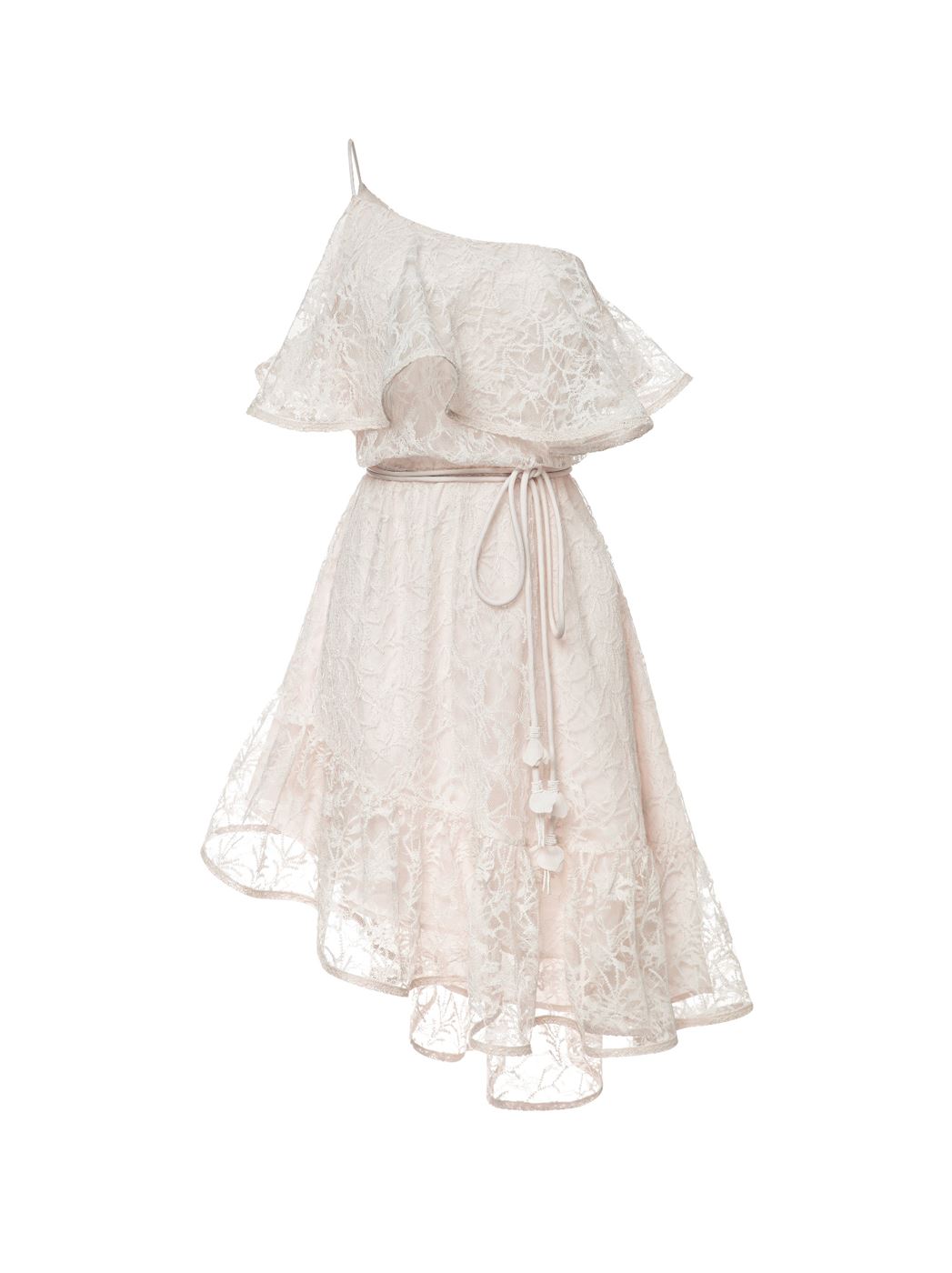 Lace Trimming Asymmetric Dress - Femi9 EG