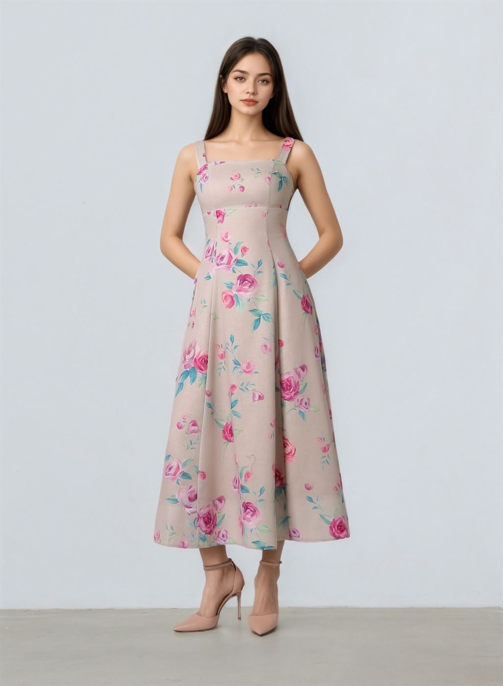 Roses Prints Overlay Dress - Femi9 EG