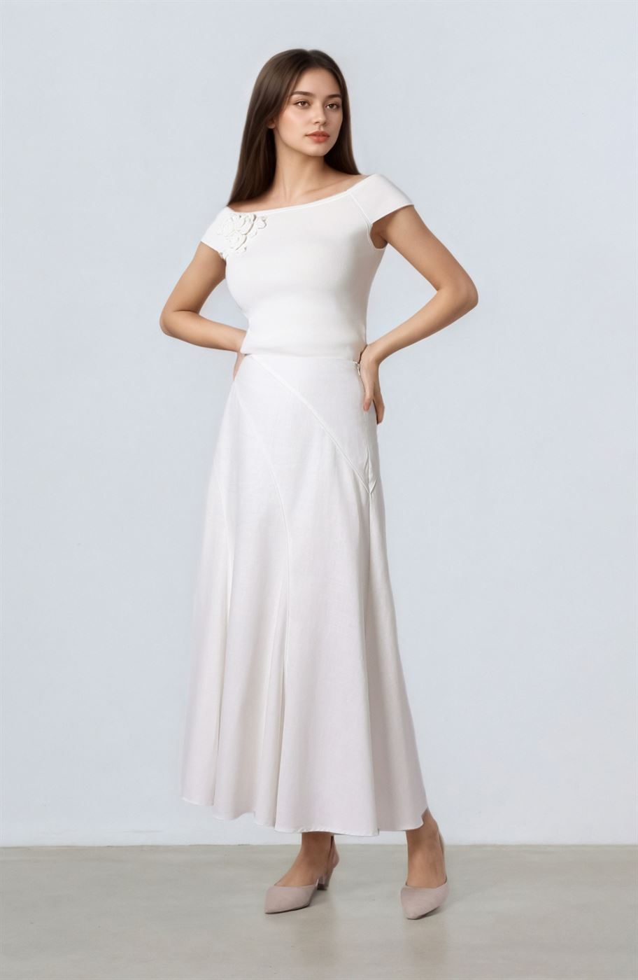 Slanted Cut Maxi Skirt - Femi9 EG