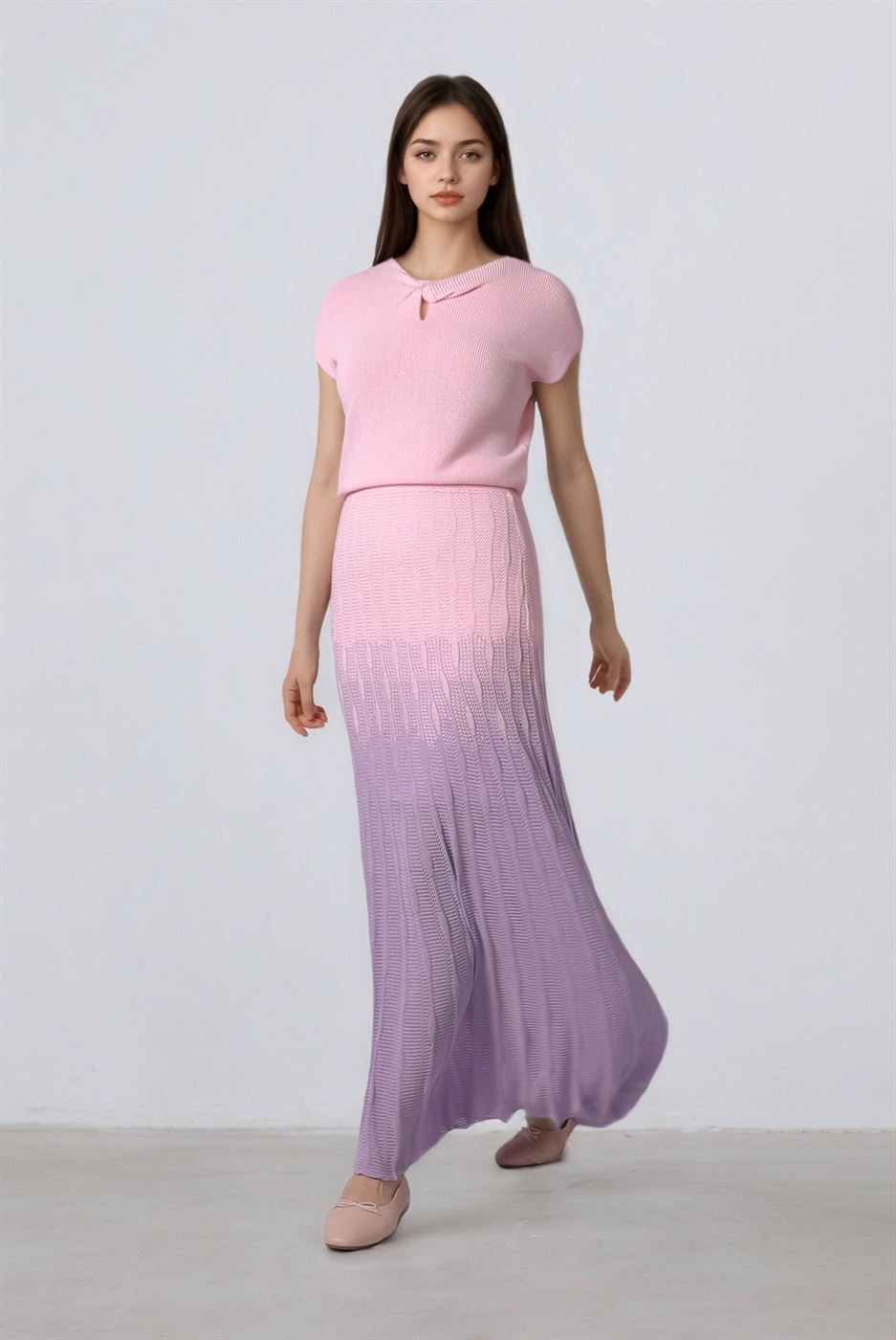 Ombre Pleated A-Line Skirt - Femi9 EG