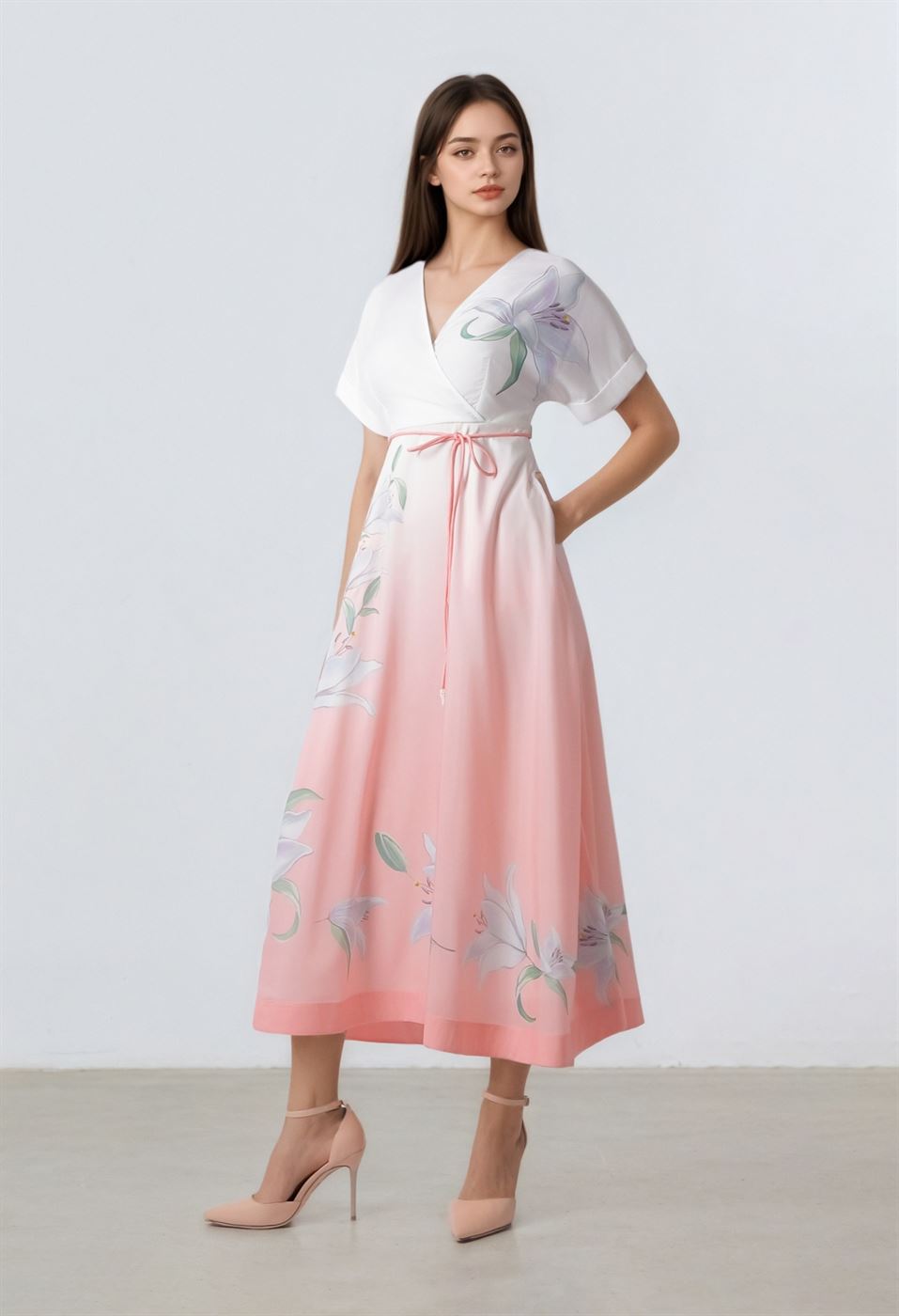 Gradient Wrap Front Dress