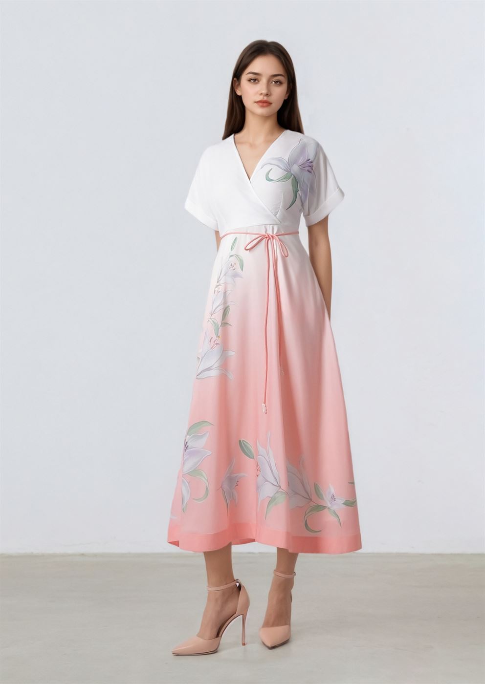 Gradient Wrap Front Dress - Femi9 EG