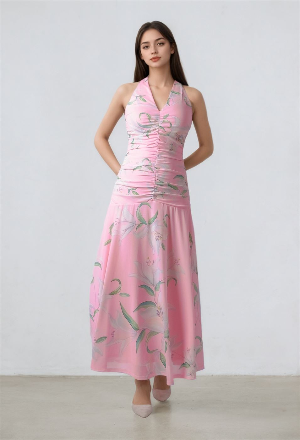 Ruched Printed Dress - Femi9 EG