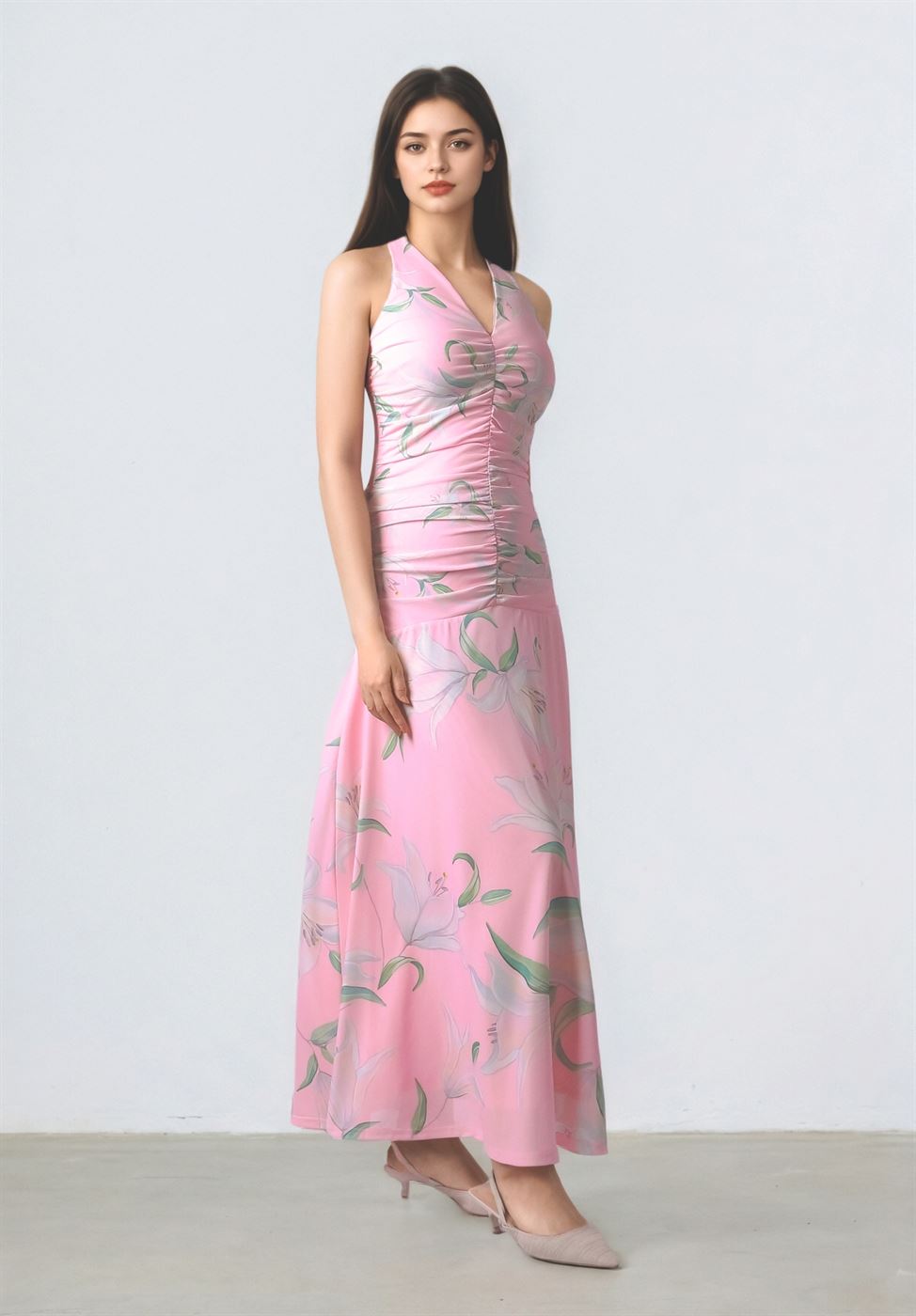 Ruched Printed Dress - Femi9 EG