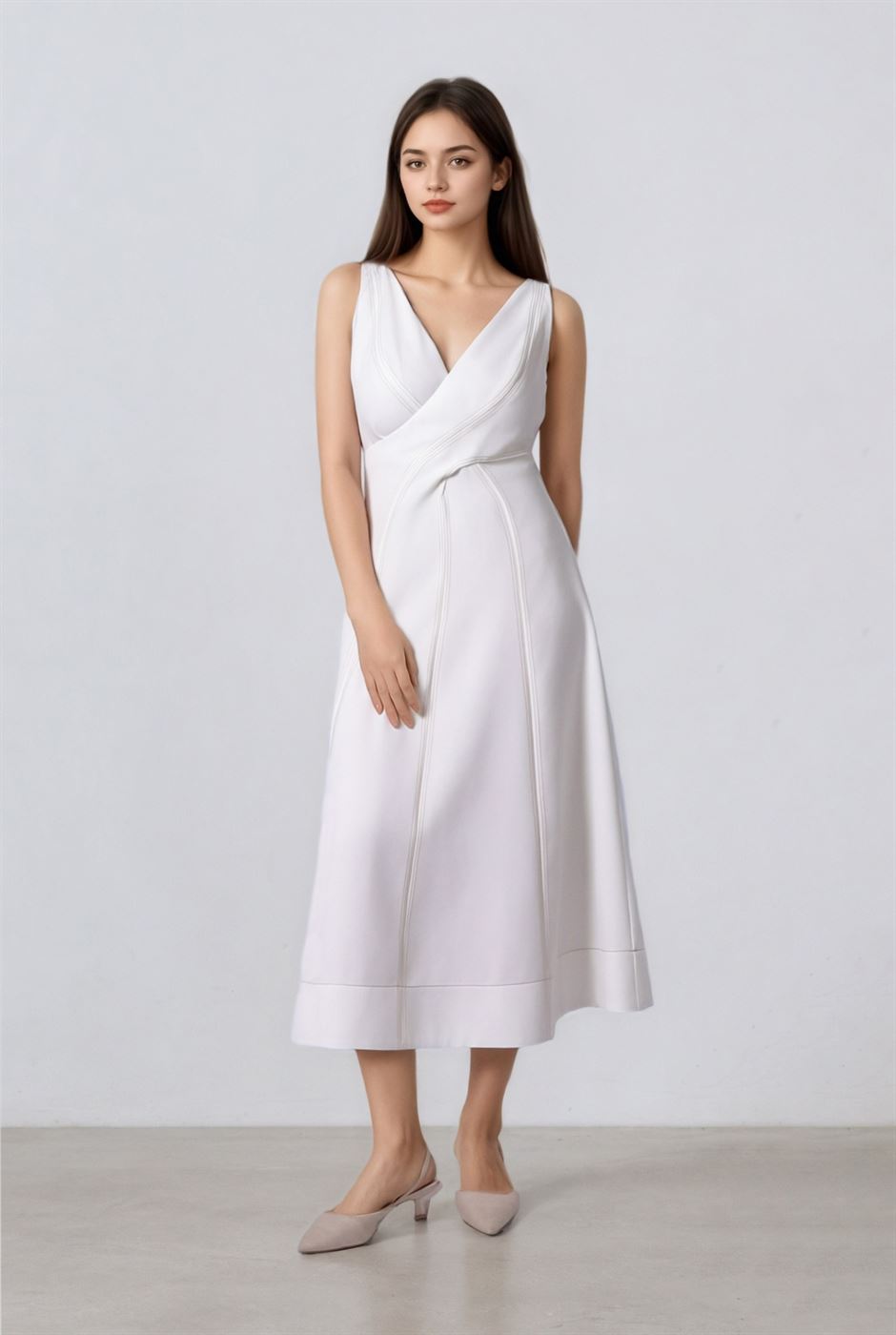 Cross Detail V-Neck Dress