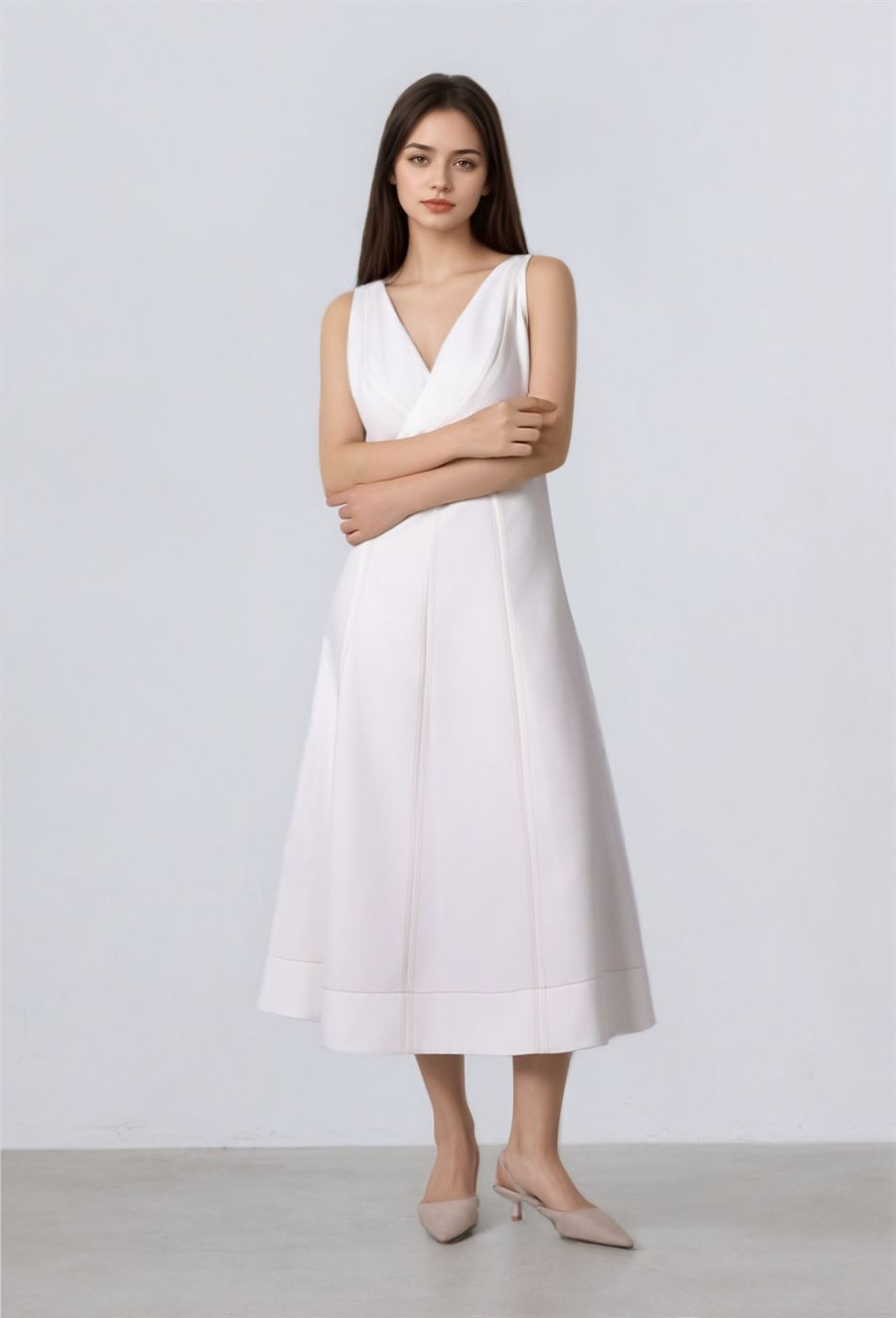 Cross Detail V-Neck Dress - Femi9 EG