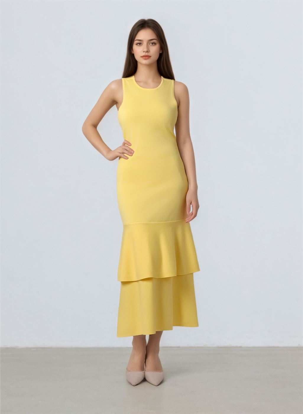 Ruffled Hem Knit Dress - Femi9 EG
