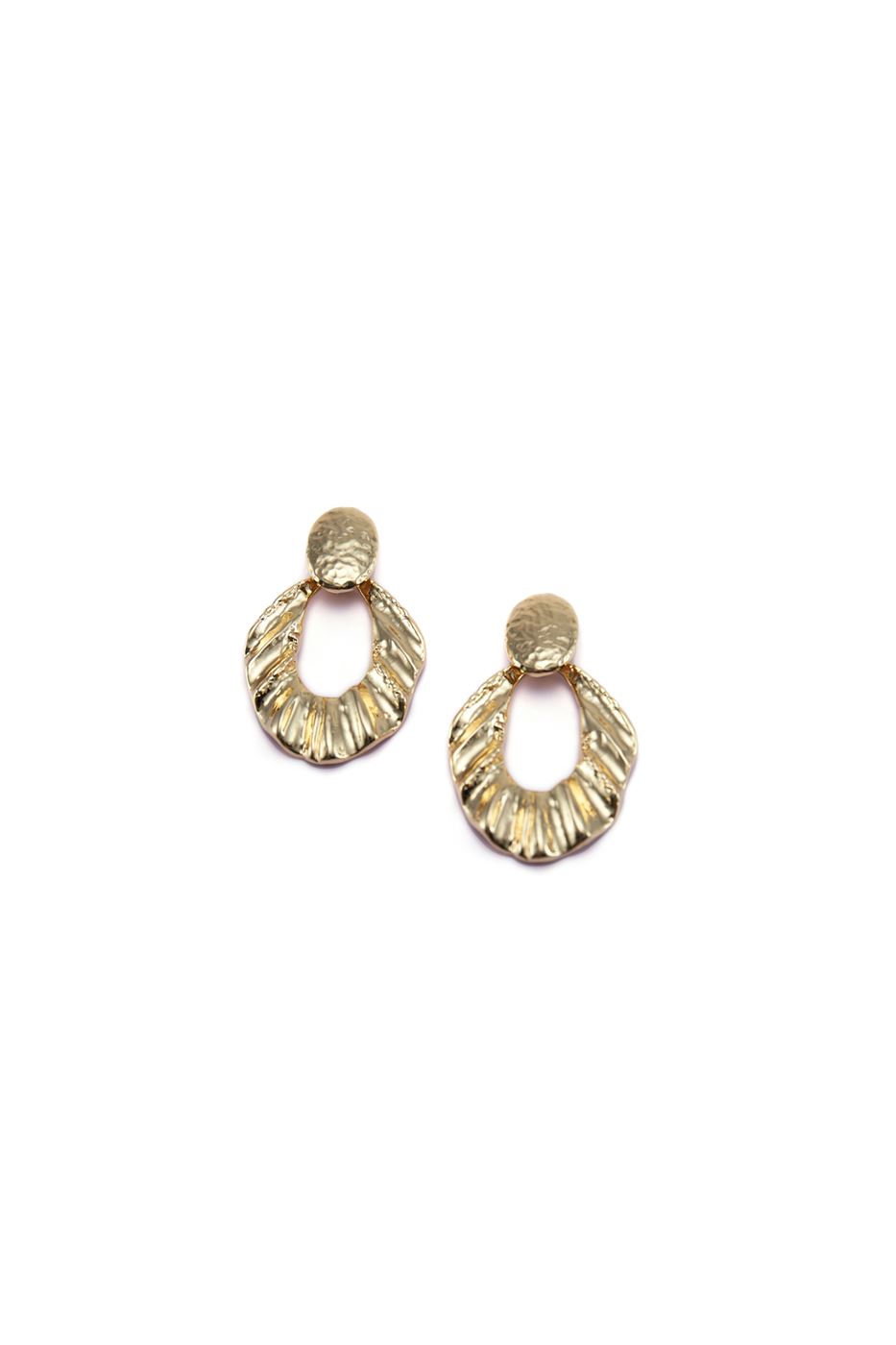 Textured Gold-Tone Drop Earrings - Femi9 EG