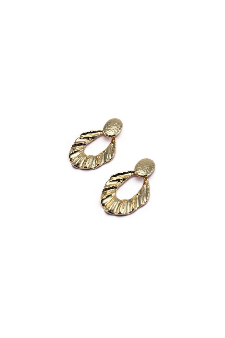Textured Gold-Tone Drop Earrings - Femi9 EG