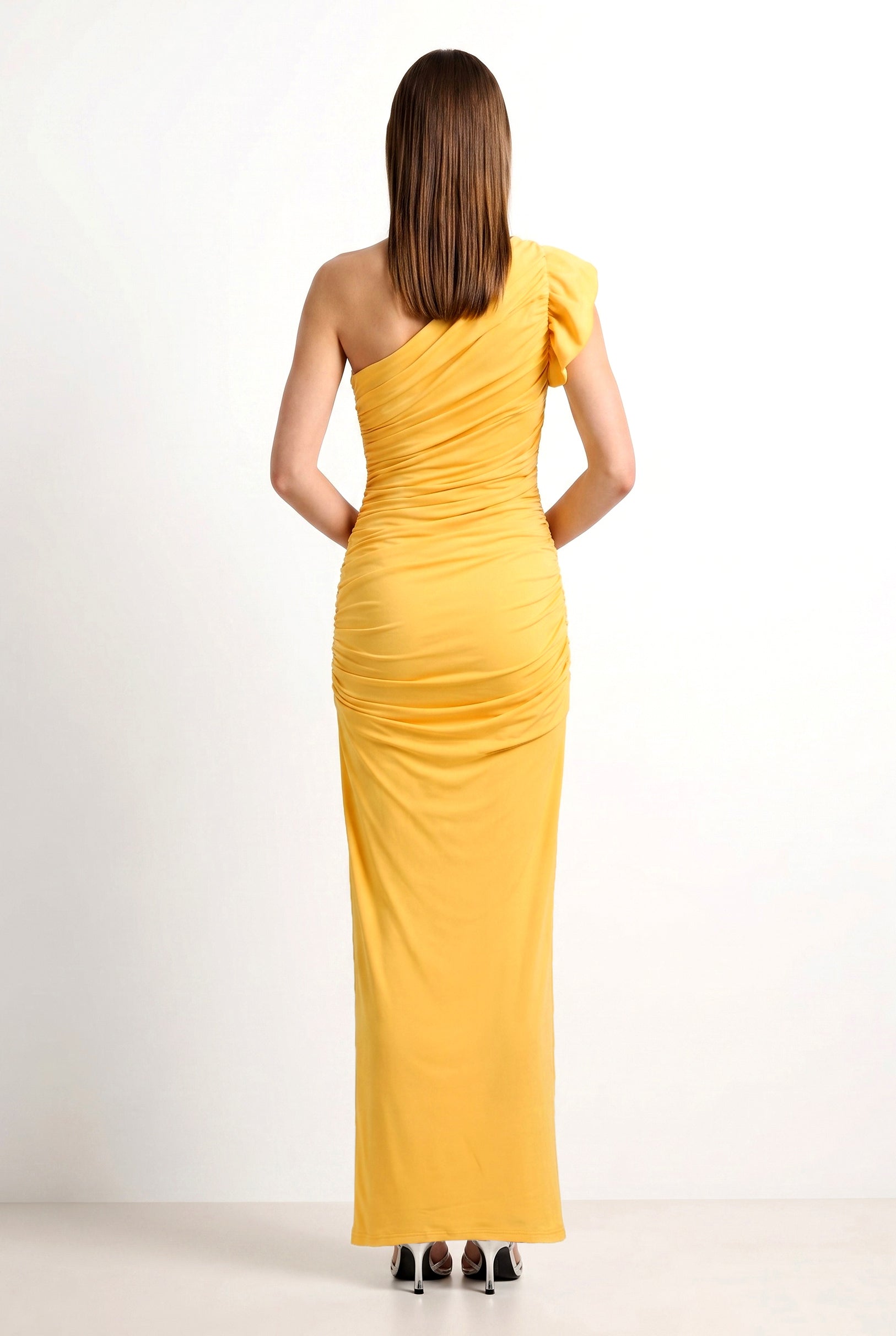 One-Shoulder Golden Yellow Dress