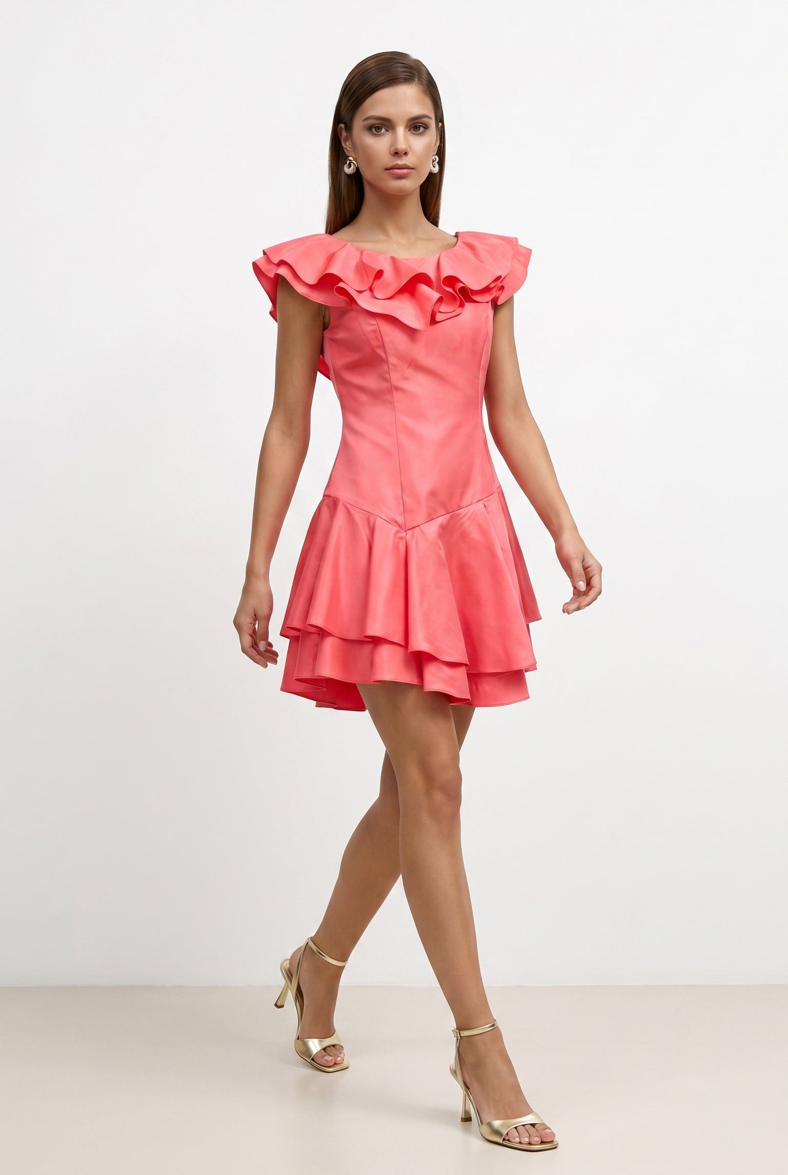 Coral Crepe Dress