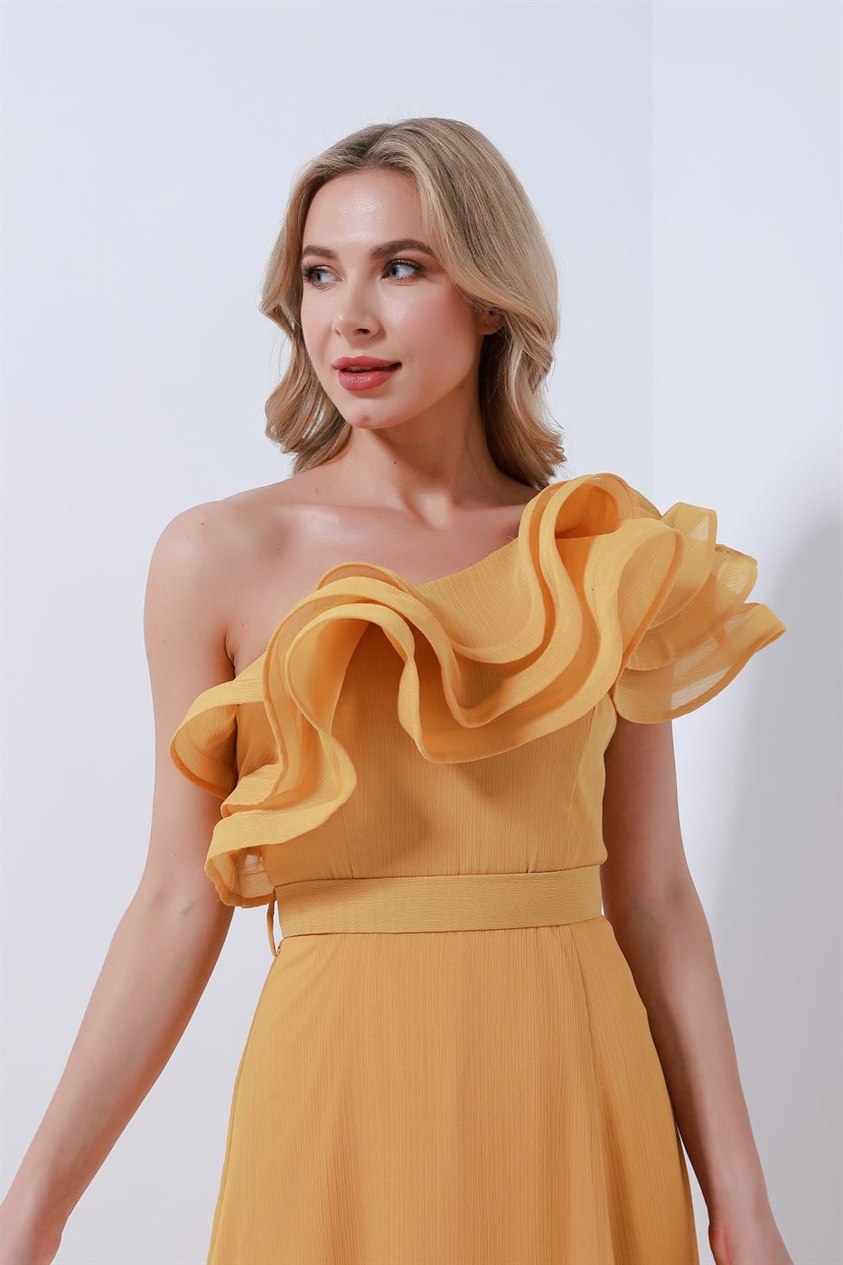 One Shoulder Chiffon Dress - Femi9 EG