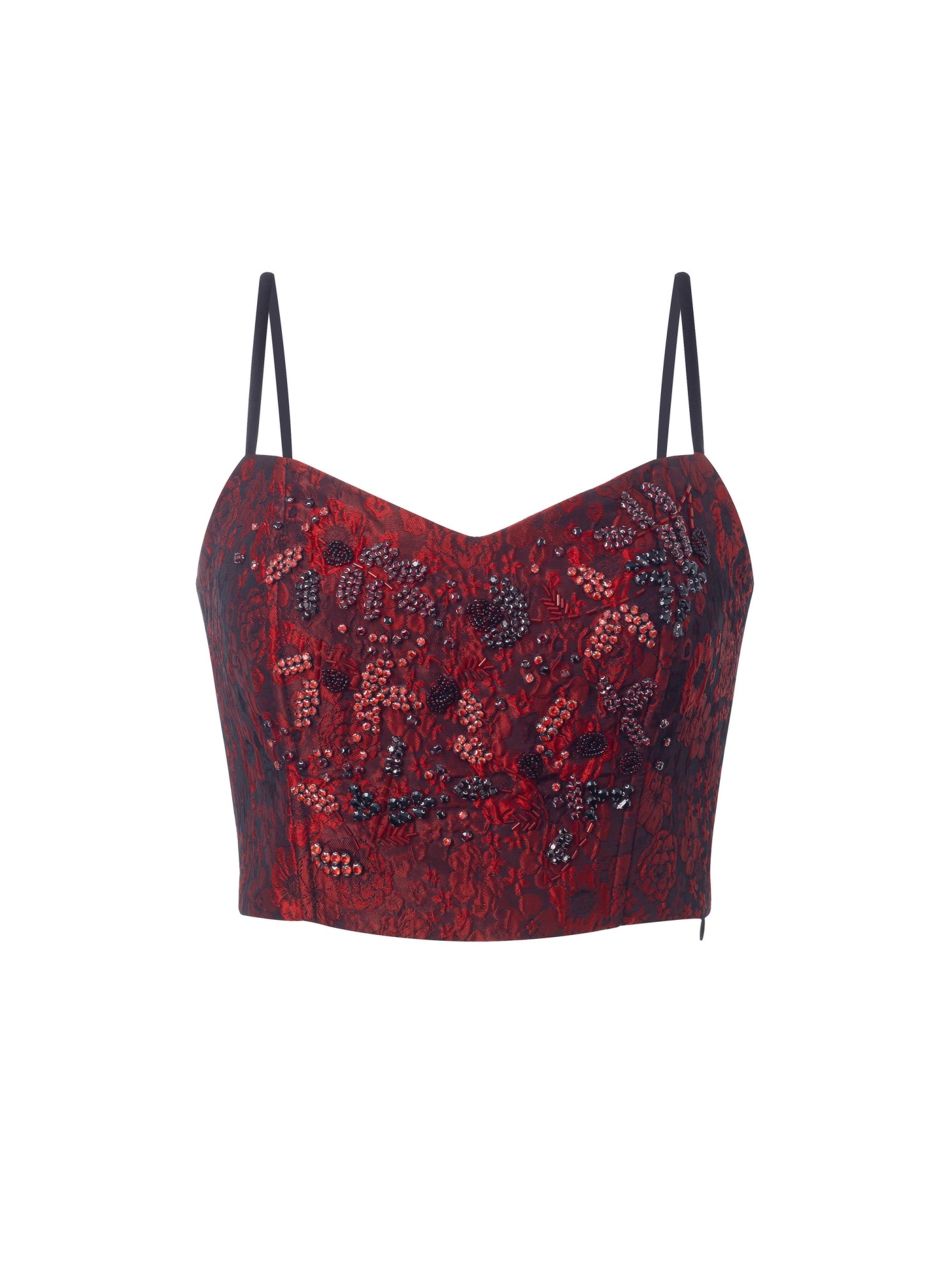 Embellished Corset Jacquard Top - Femi9 EG