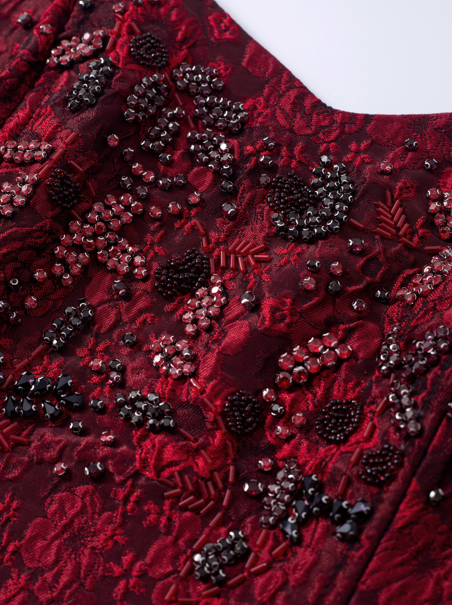 Embellished Corset Jacquard Top - Femi9 EG