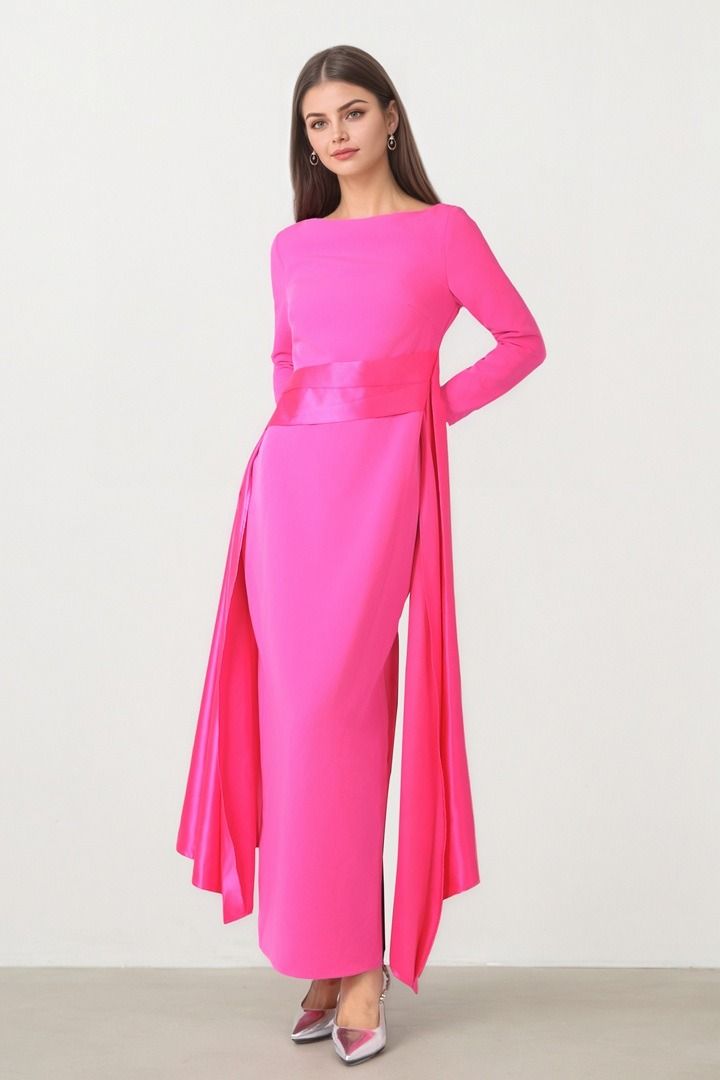 Column Silhouette Fuschia Dress