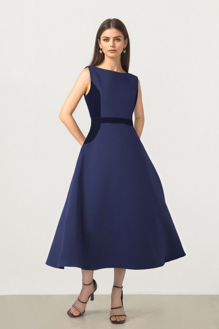 Navy Crepe Dress
