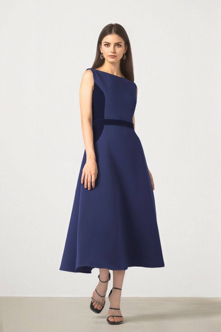 Navy Crepe Dress