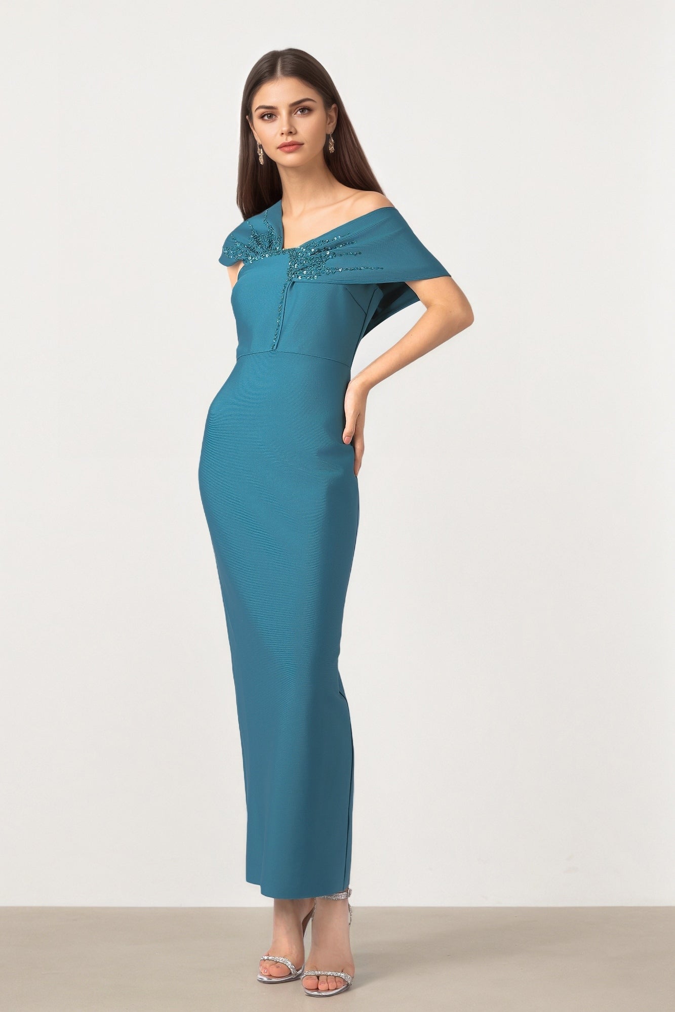 Teal Elegance Knit Dress
