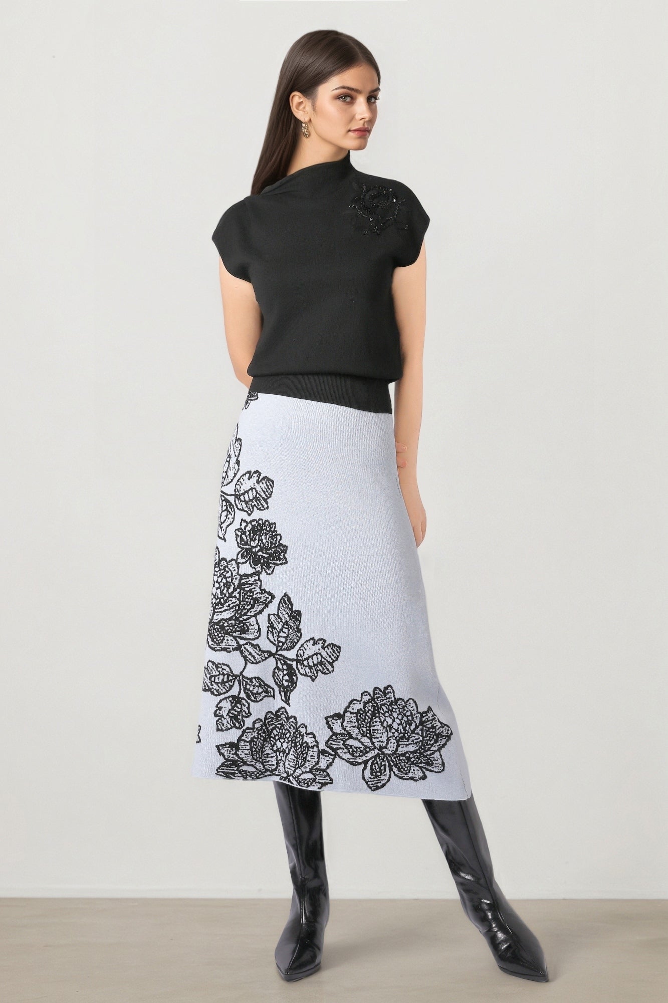 Blue-Black Knit Skirt