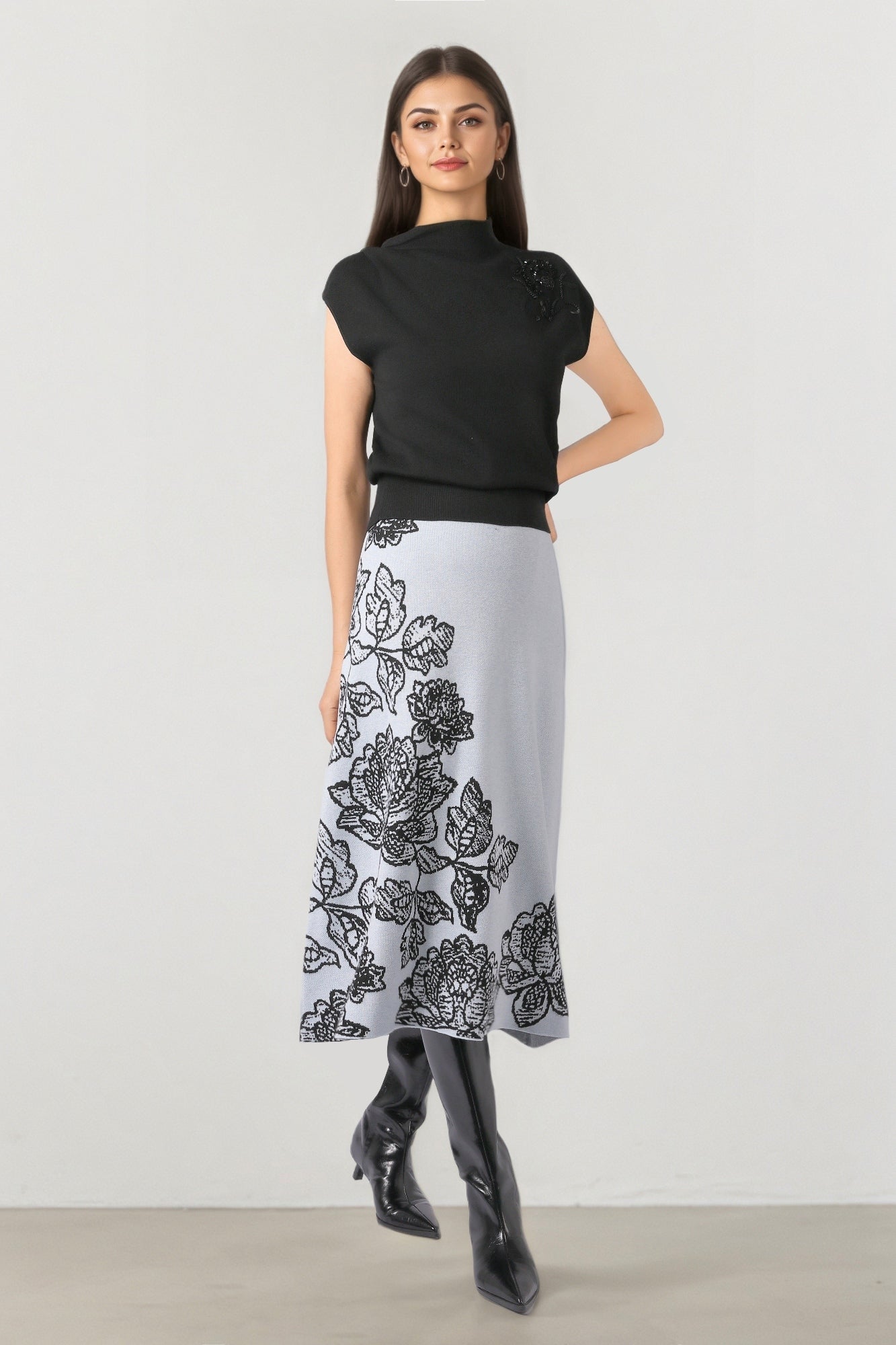 Blue-Black Knit Skirt